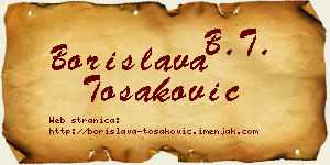 Borislava Tošaković vizit kartica